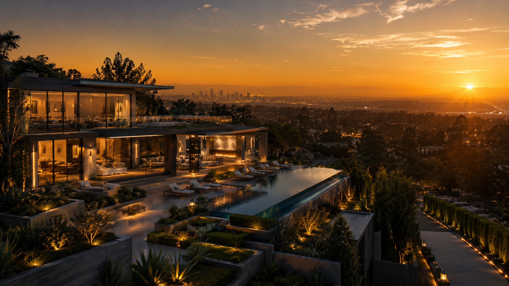 The Glass House, Bel-Air, modern glass residence over the city